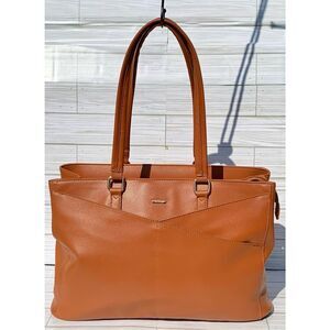 Lovevook Brown Vegan Leather Laptop Shoulder Bag